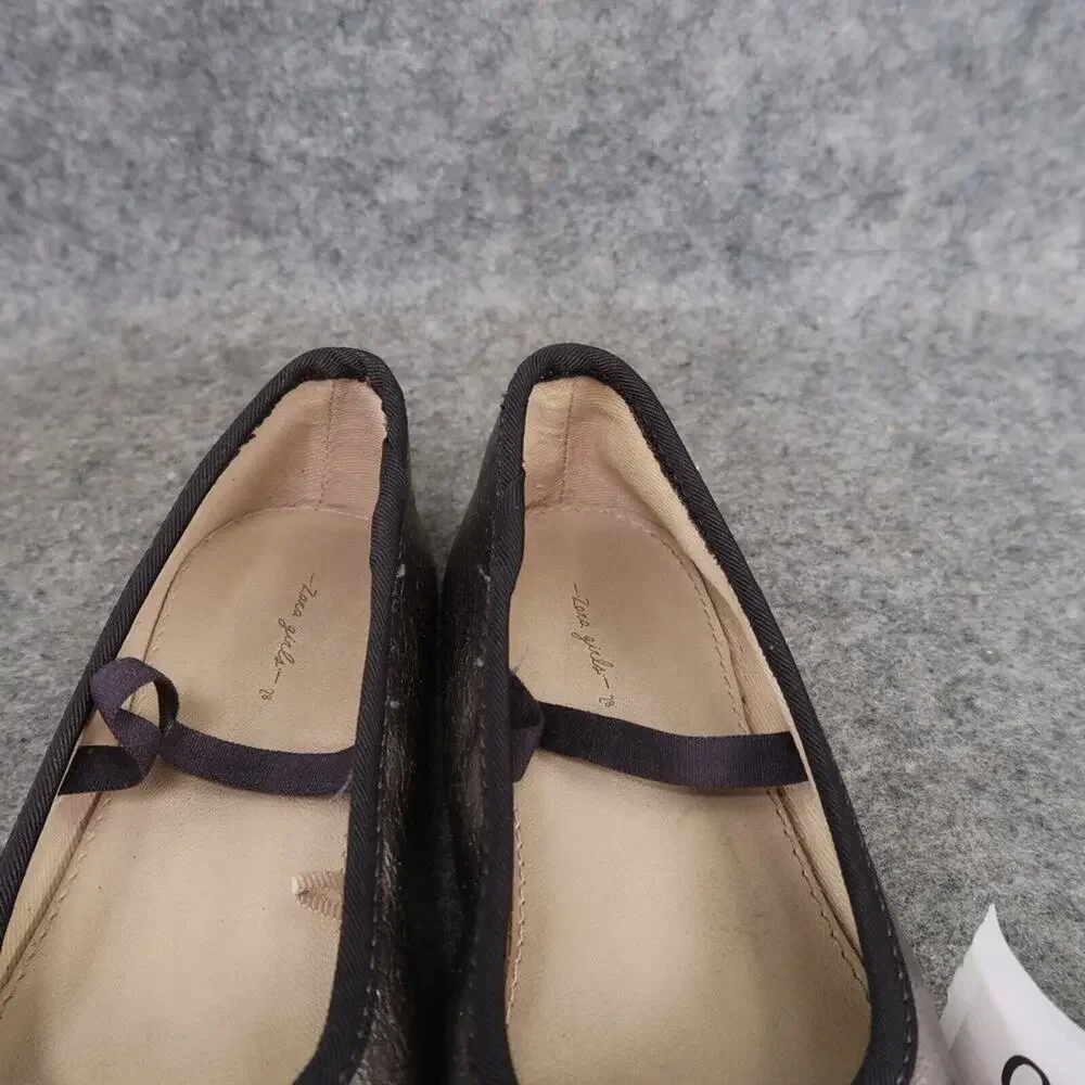 Zara Shoes Girls 28 Ballet Flats Fashion Metallic Embellished Toe Elastic Strap
